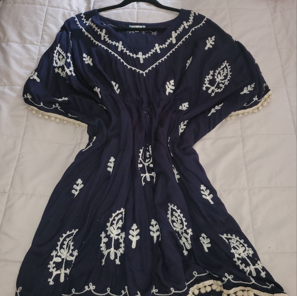 Navy Blue Dolman Tunic Cover Up